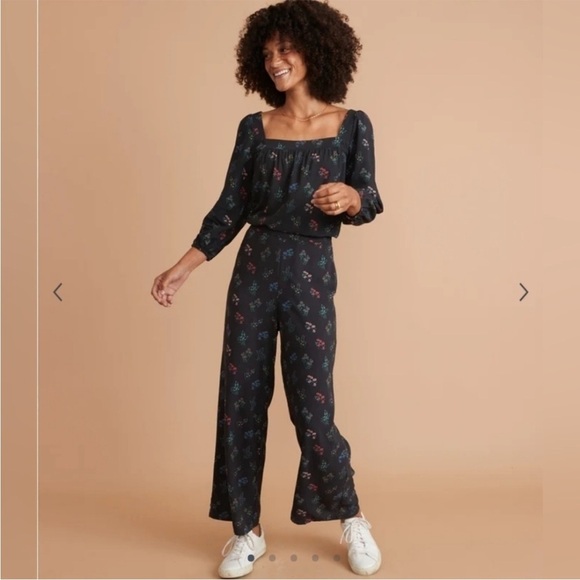 Marine Layer Kiley Floral Pants - Black India Floral Print - Picture 4 of 9